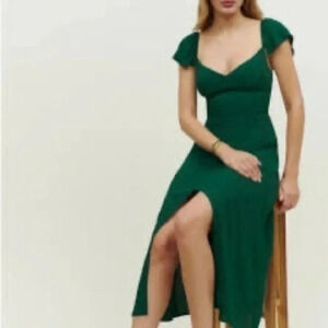 NEW Reformation Baxley Emerald Midi Dress Size 2 B2025